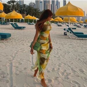 Zara Printed tulle dress green multi